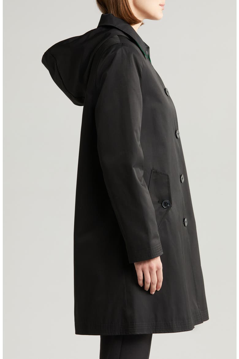 Cotton Blend Coat with Removable Hood, Alternate, color, BLACK