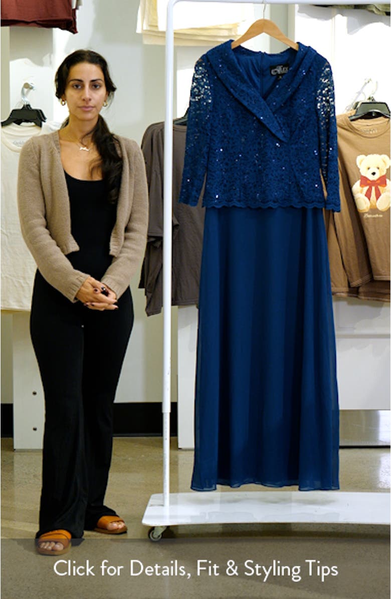 Sequin Lace & Chiffon Cocktail Dress, sales video thumbnail