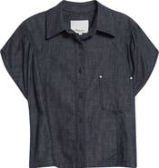 3.1 Phillip Lim Short Sleeve Denim Button-Up Shirt