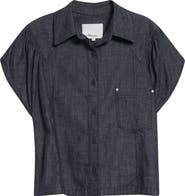 3.1 Phillip Lim Short Sleeve Denim Button-Up Shirt