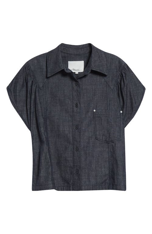 3.1 Phillip Lim Short Sleeve Denim Button-up Shirt In Blue