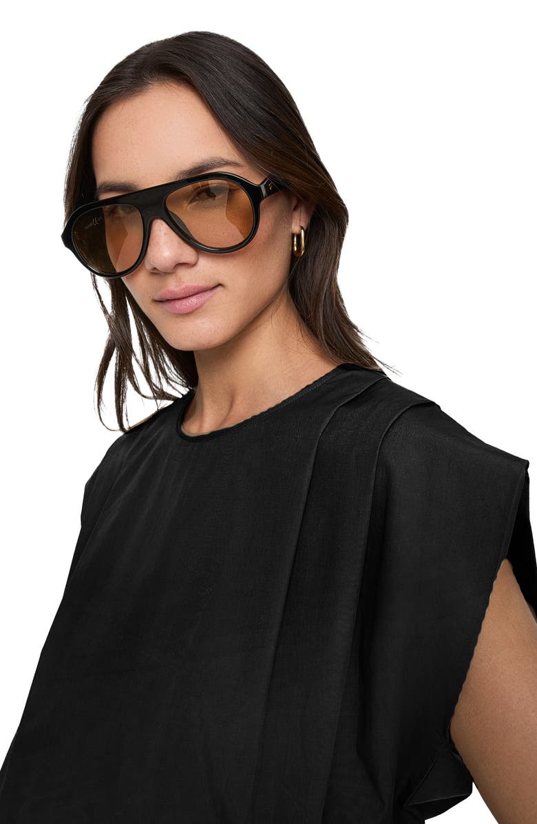 Rebecca Minkoff Holly Pleated Poplin Crop Top, Alternate, color, True Black