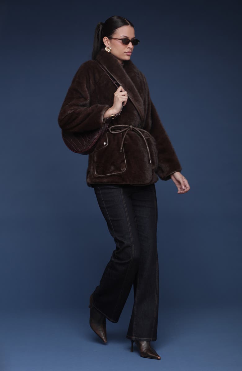 Avec Les Filles Shawl Collar Faux Fur Jacket, Alternate, color, Espresso