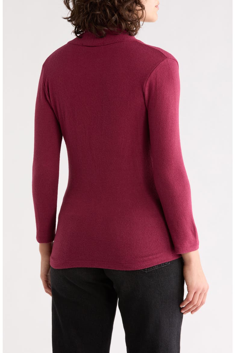Surplice Long Sleeve Brushed Knit Top, Alternate, color, BURGUNDY
