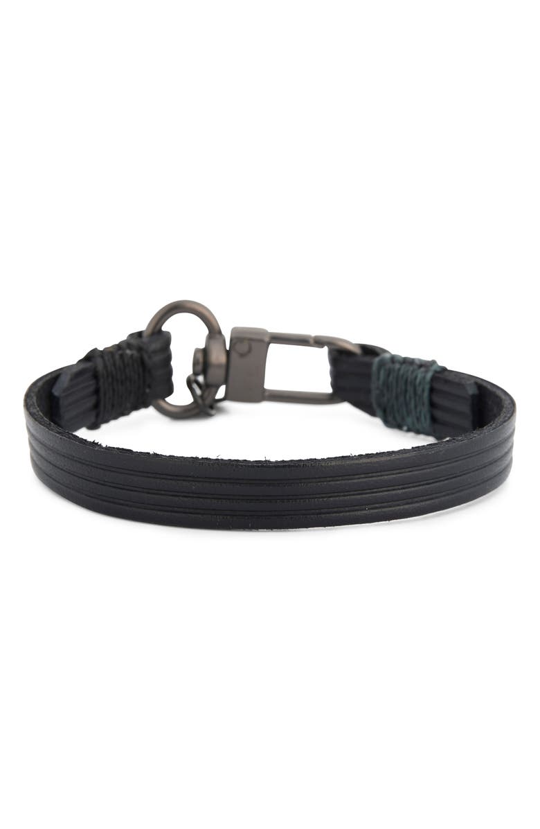 Caputo & Co. Men's Embossed Multistripe Leather Bracelet, Alternate, color, Black