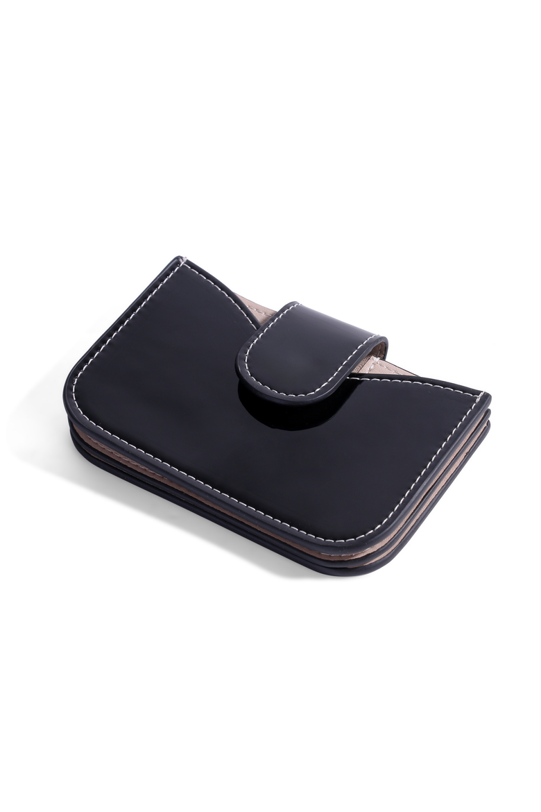 Lili Patent Leather Accordion Wallet, Alternate, color, Black with Sand