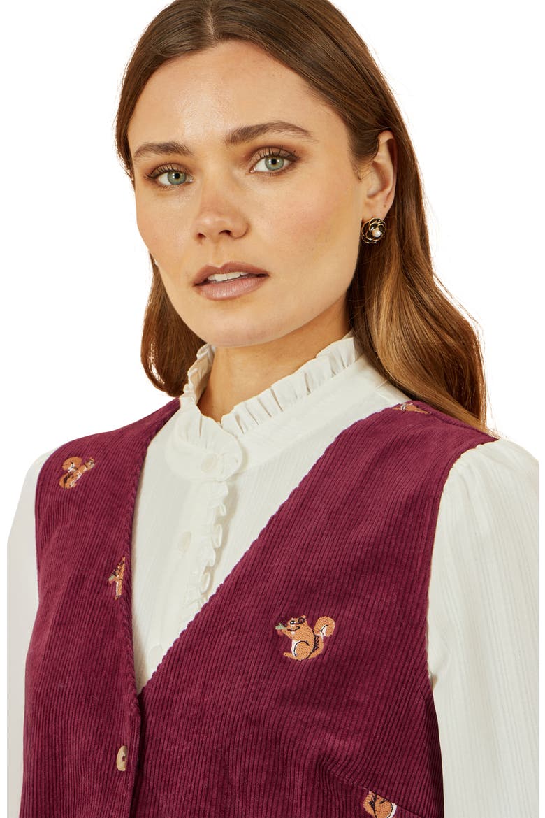 V-Neck Cord Pinafore Dress, Alternate, color, Burgundy