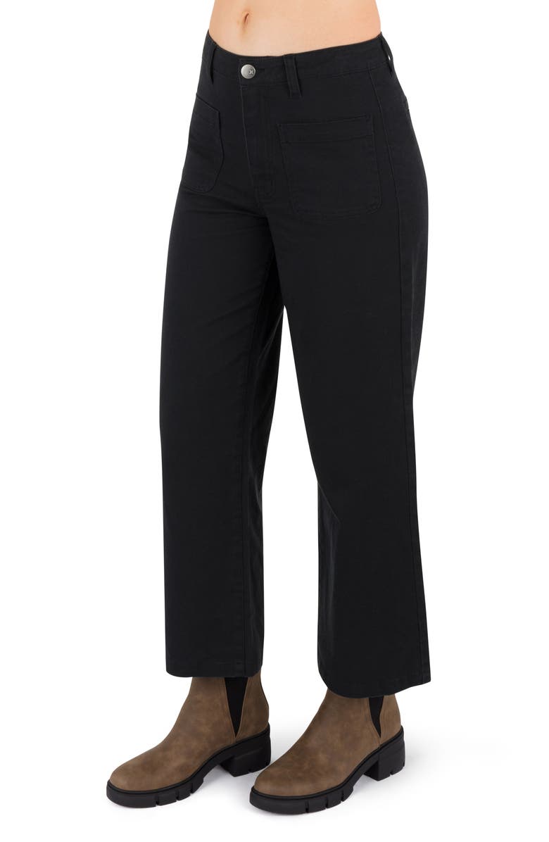 Hurley Horizon Patch Pocket Ankle Wide Leg Twill Pants, Alternate, color, Black