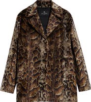 Etro Leopard Print Cotton Blend Velveteen Coat