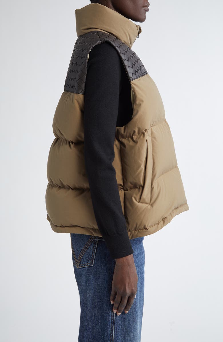Bottega Veneta Organic Frost Poplin & Intrecciato Down Puffer Vest, Alternate, color,