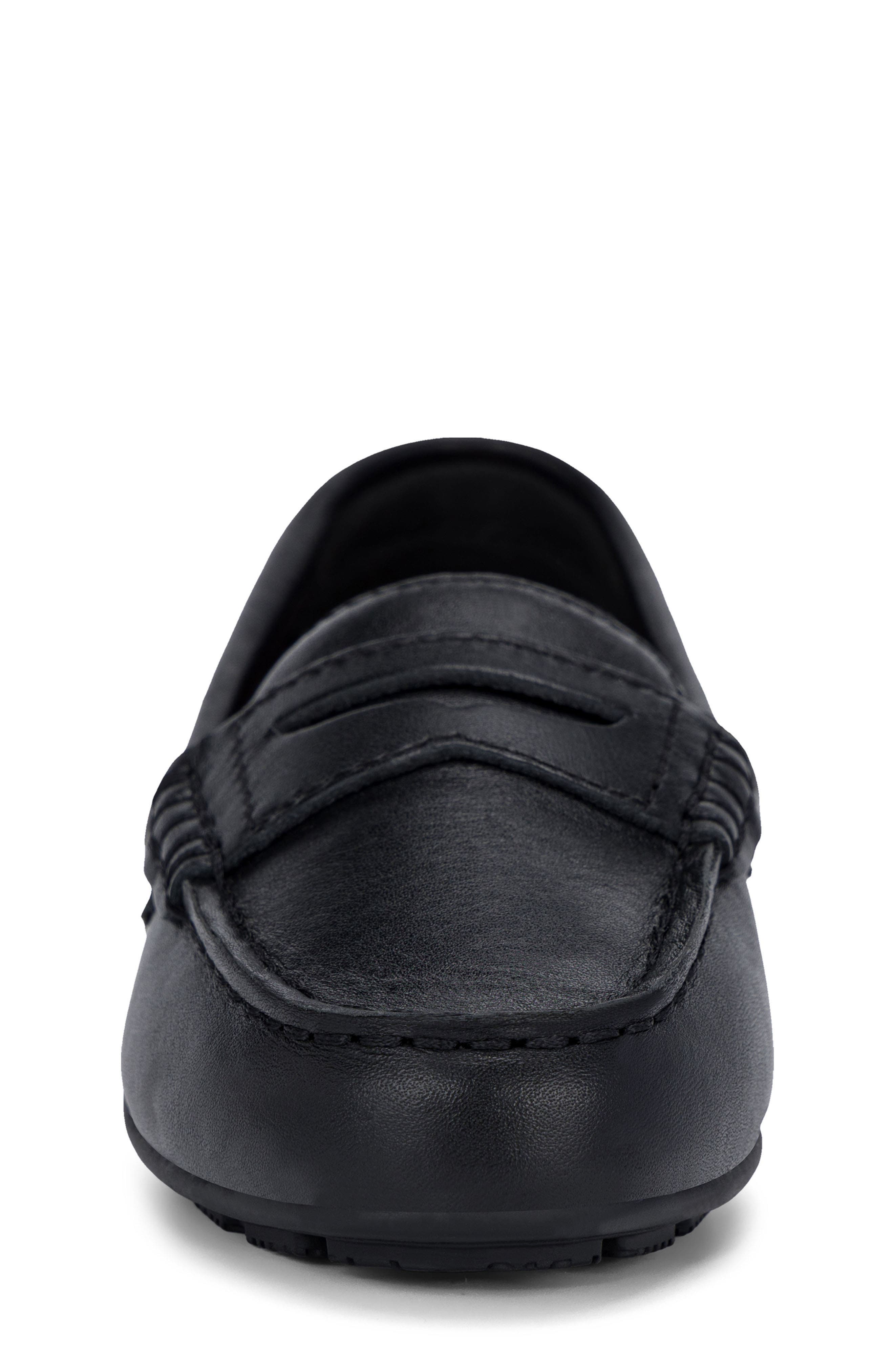 Kids' Leather Driver Moc Penny Loafer, Alternate, color, BLACK