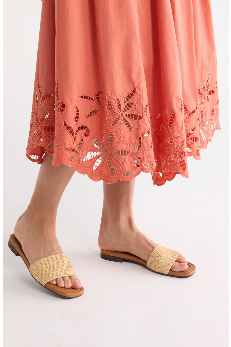 Schiffly Cotton Eyelet Midi Skirt, Alternate, color, CORAL APRICOT
