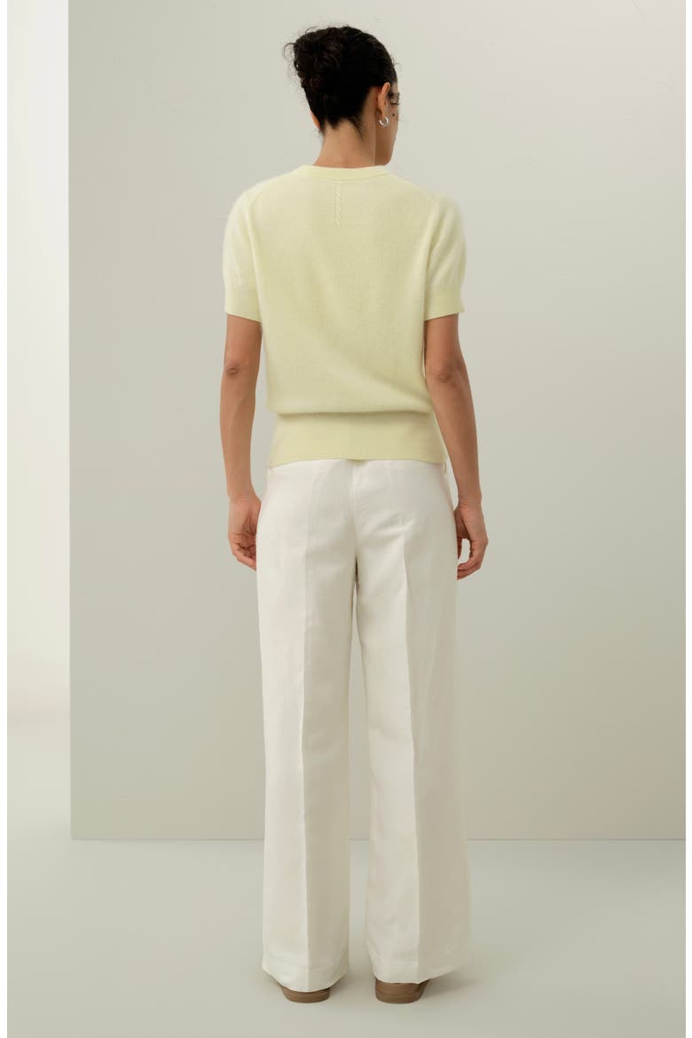 Women's Brushed Cashmere Short-Sleeve Sweater, Alternate, color, Lemon Yellow