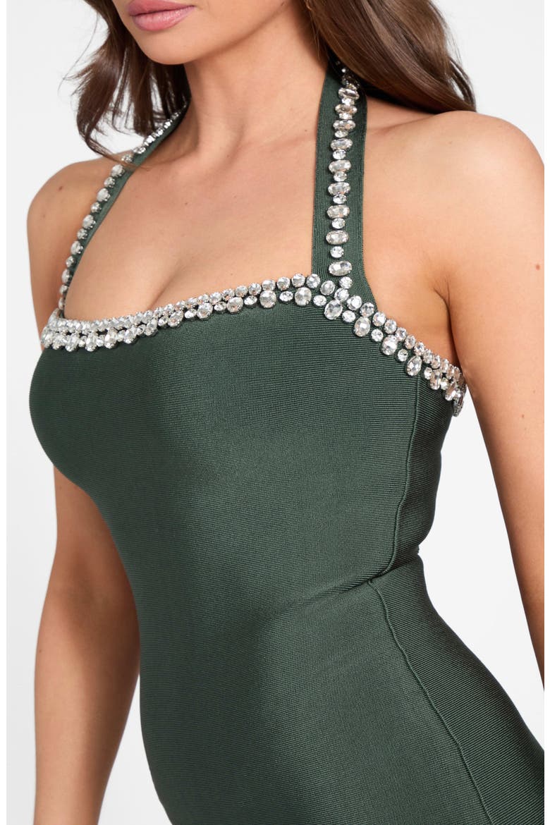 Beatriz Halter Minidress, Alternate, color, DARK GREEN