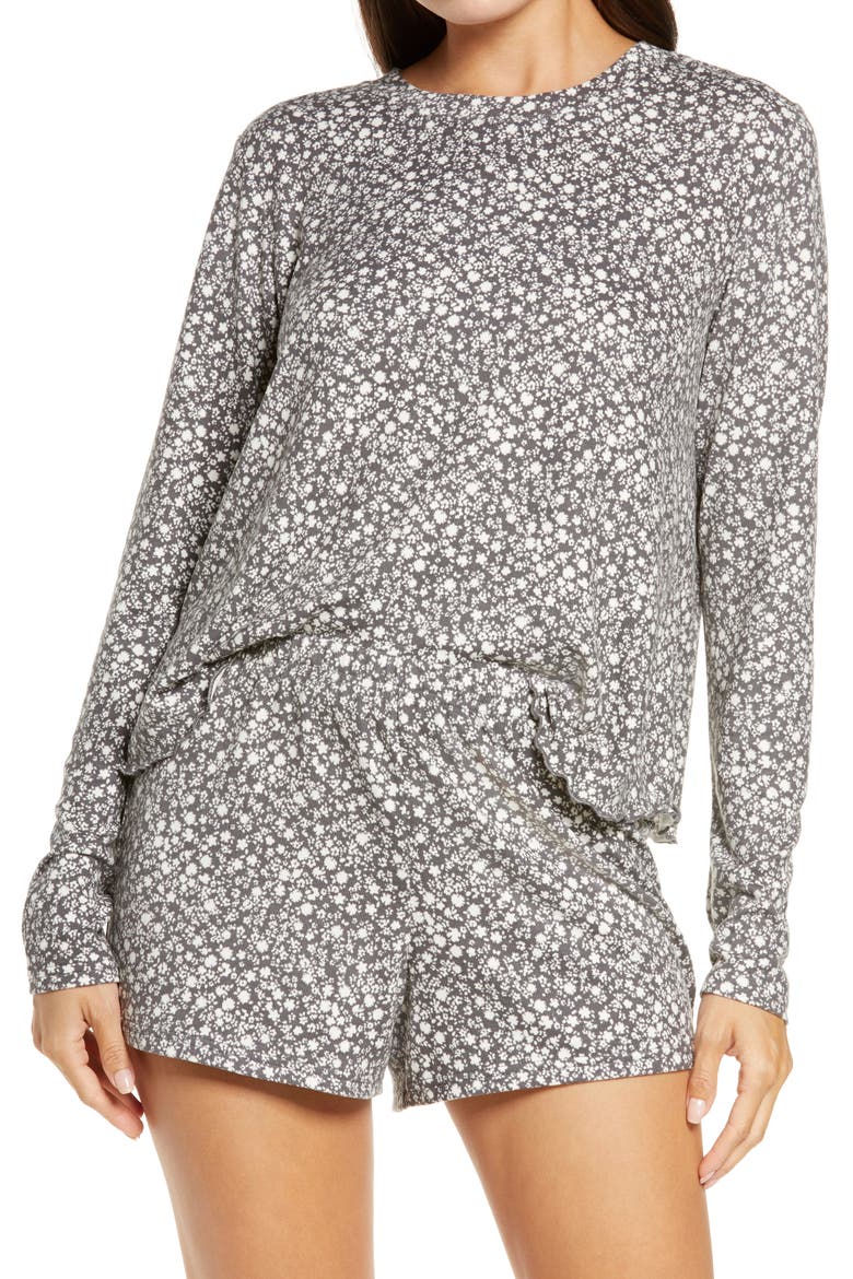 Shortie Pajamas, Main, color, GREY PAVEMENT SWEETEST DITSY