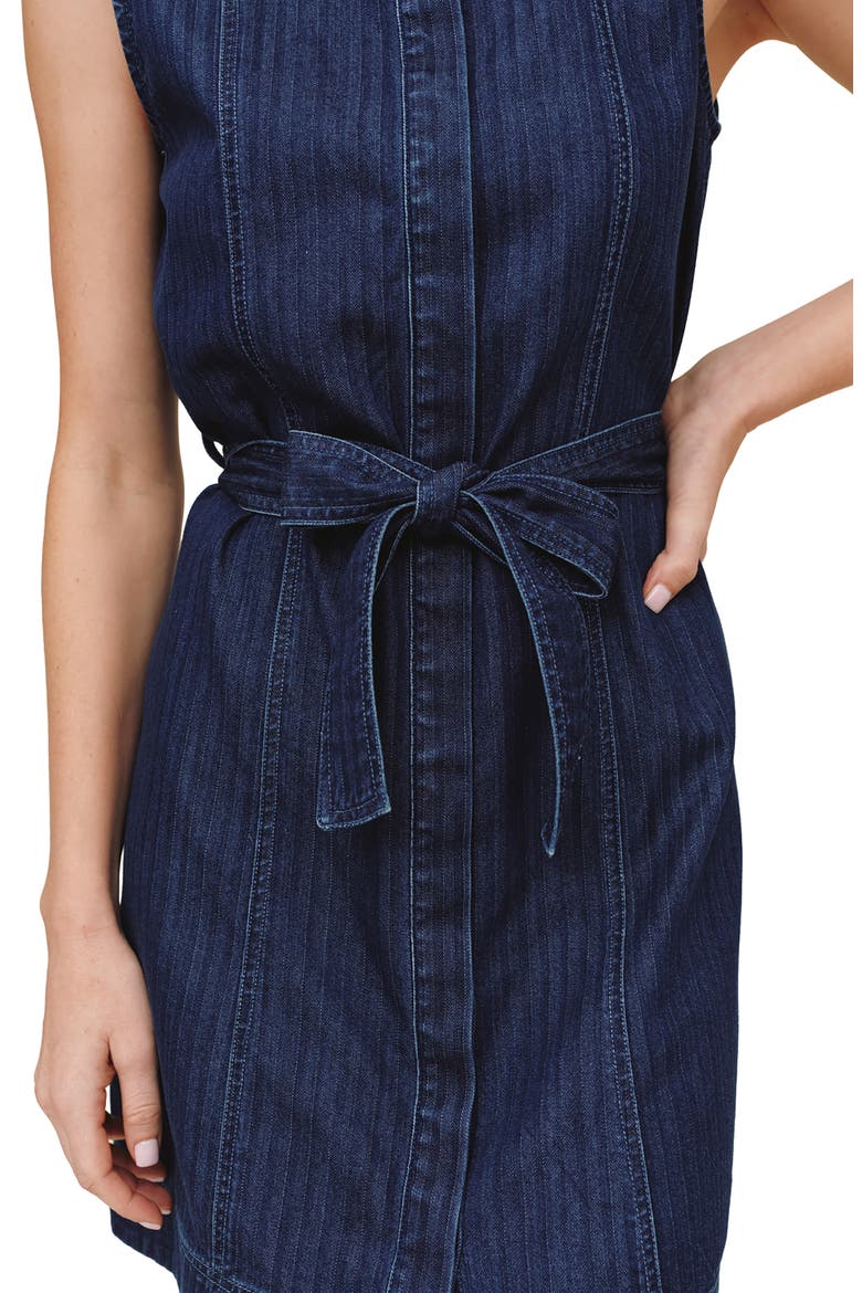 Seamed Sleeveless Denim Minidress, Alternate, color, HERRINGBONE WASH