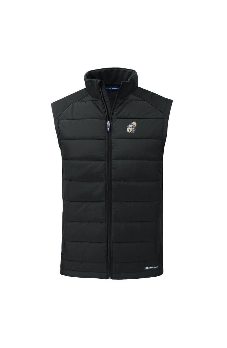 Cutter & Buck Men's Cutter & Buck Black New Orleans Saints Throwback Evoke Hybrid Eco Softshell Recycled Full-Zip Vest, Alternate, color, Black