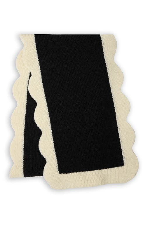 Saachi Scallop Trim Knit Scarf In Black