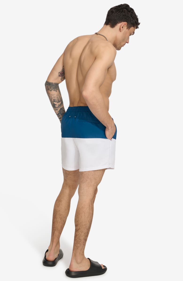 DKNY Colorblock Swim Trunks, Alternate, color, Poseidon