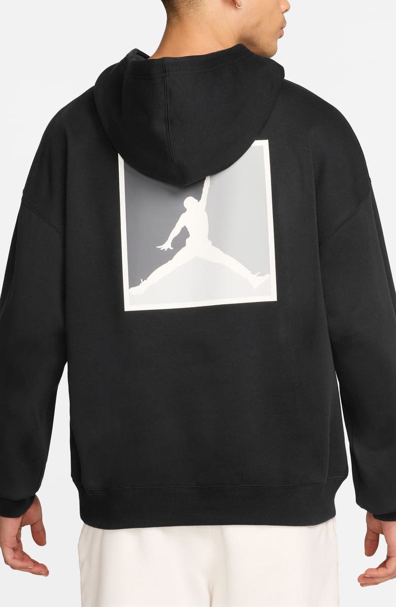 Jordan Graphic Print Brooklyn Fleece Hoodie, Alternate, color, Black/ White