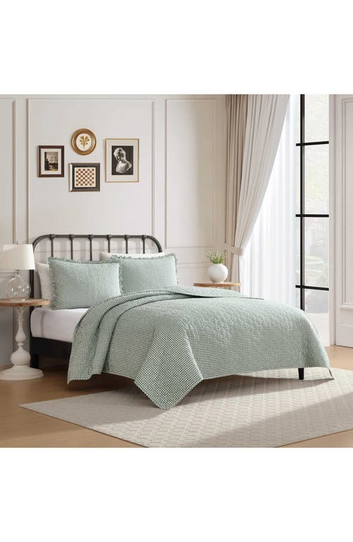 Laura Ashley Gracies Gingham Cotton Quilt & Sham Set In Green