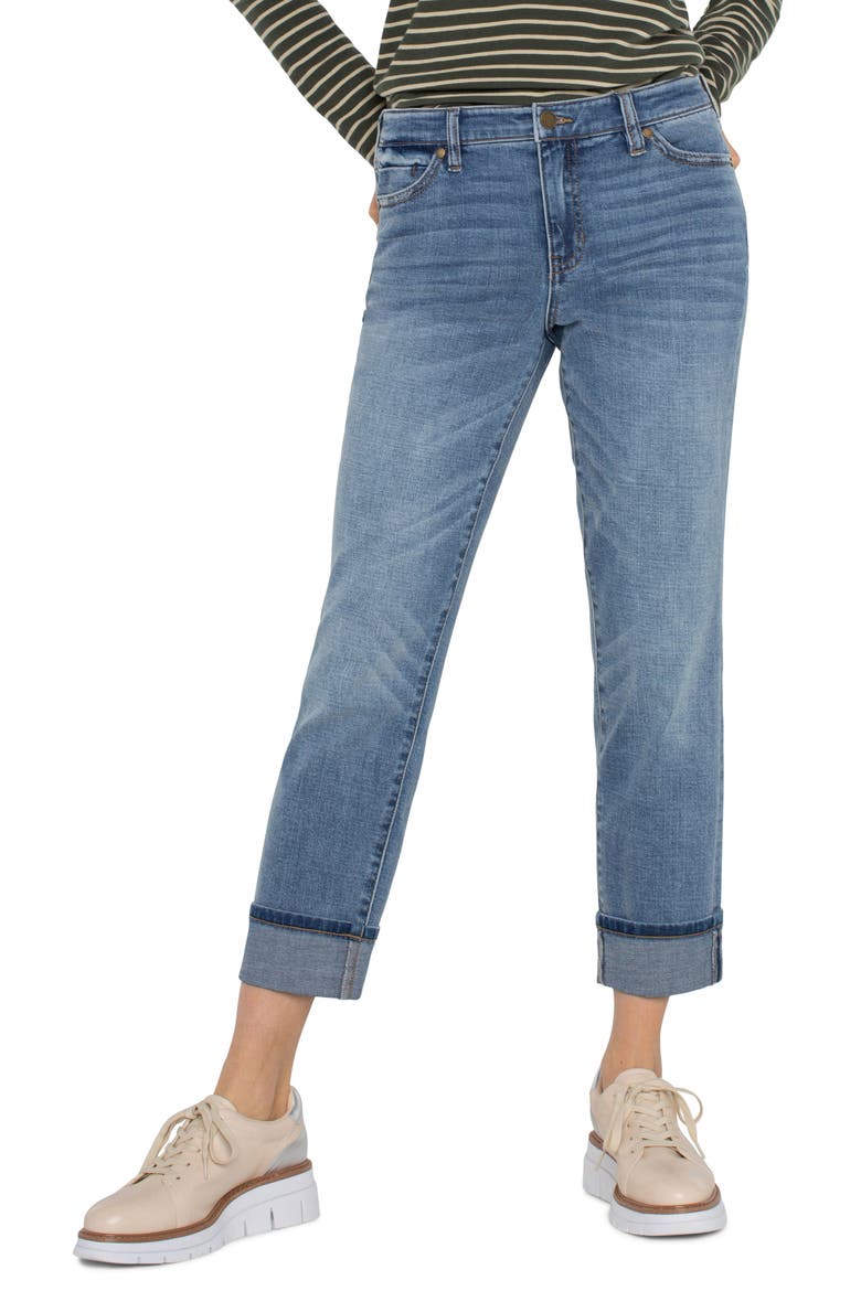 Marley High Waist Cuff Girlfriend Jeans, Main, color, VINELAND