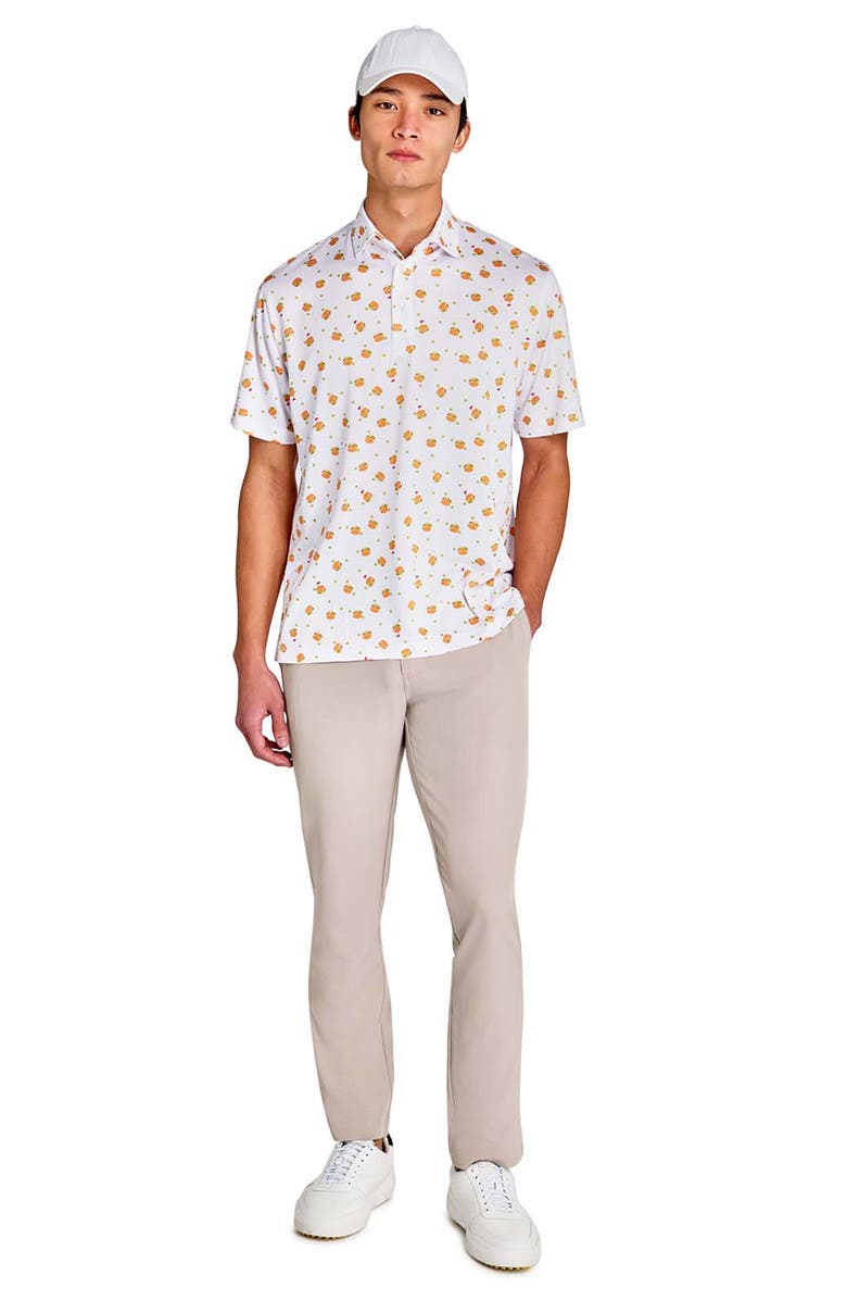 CONSTRUCT Regular Fit Burgers & Pickles Recycled Performance Golf Polo, Alternate, color, White