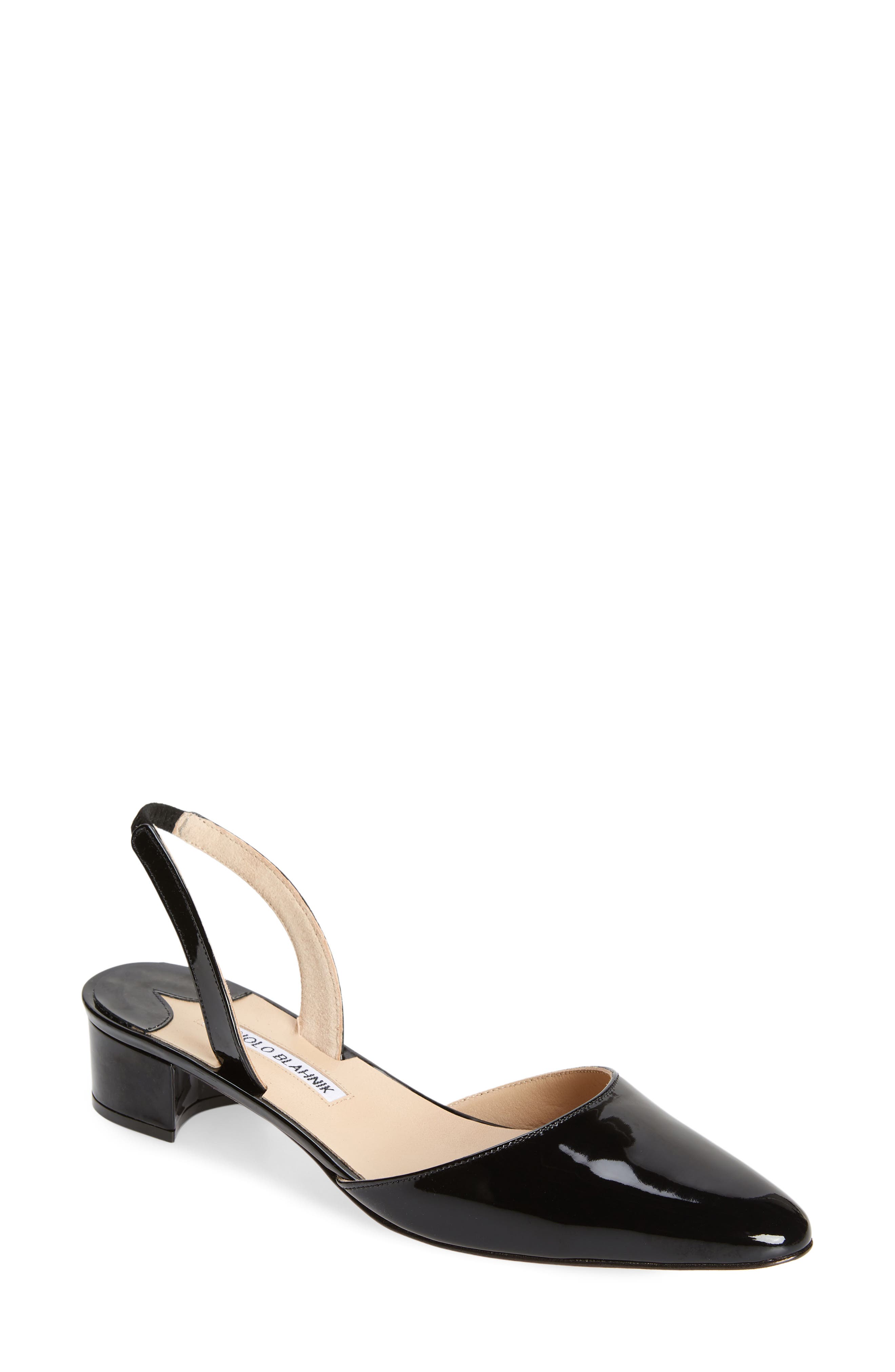 Manolo Blahnik Aspro Block Heel Slingback Pump, Main, color, Black
