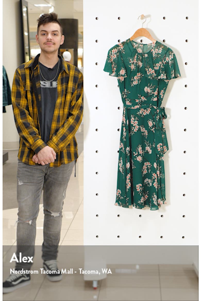 Floral Flutter Sleeve Chiffon Dress video