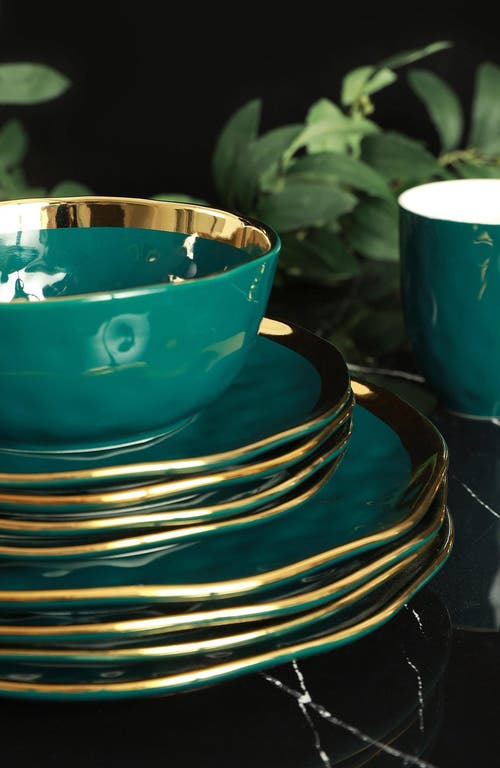 Stone Lain Florian Porcelain 16-piece Dinnerware Set In Green