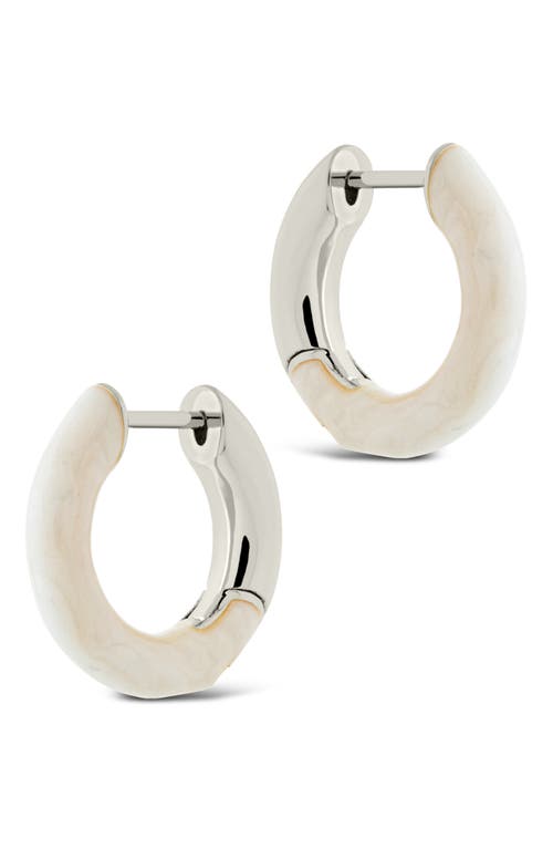 Sterling Forever Maura White Enamel Huggie Hoop Earrings In Silver