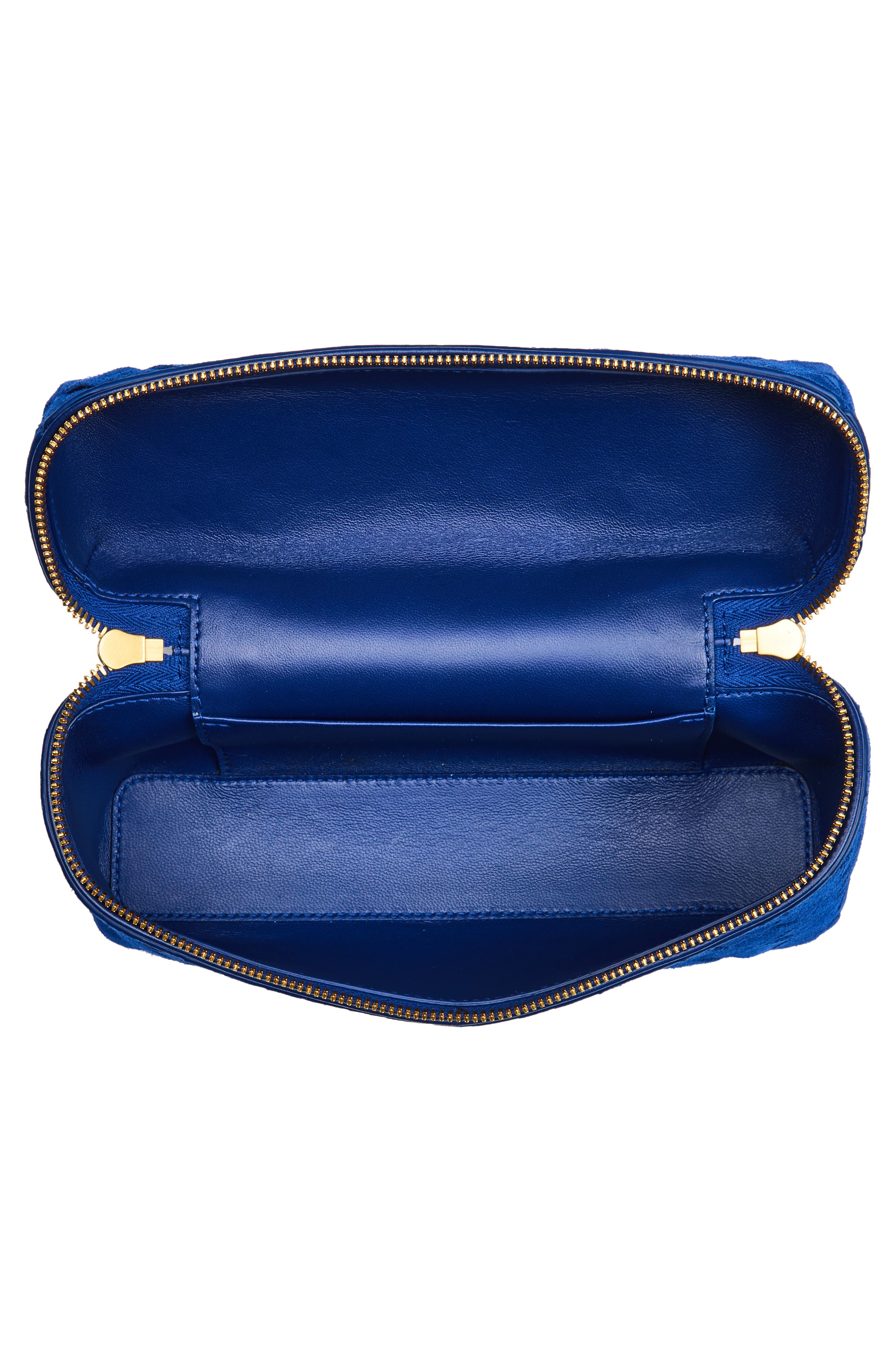 Bottega Veneta Bang Bang Intrecciato Suede Vanity Case, Alternate, color, 4297 Blue Royal-Gold