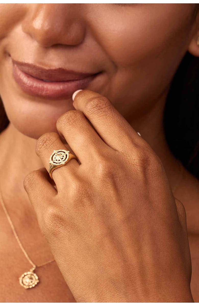 Oradina 14K Gold Compass Rose Ring, Alternate, color, 