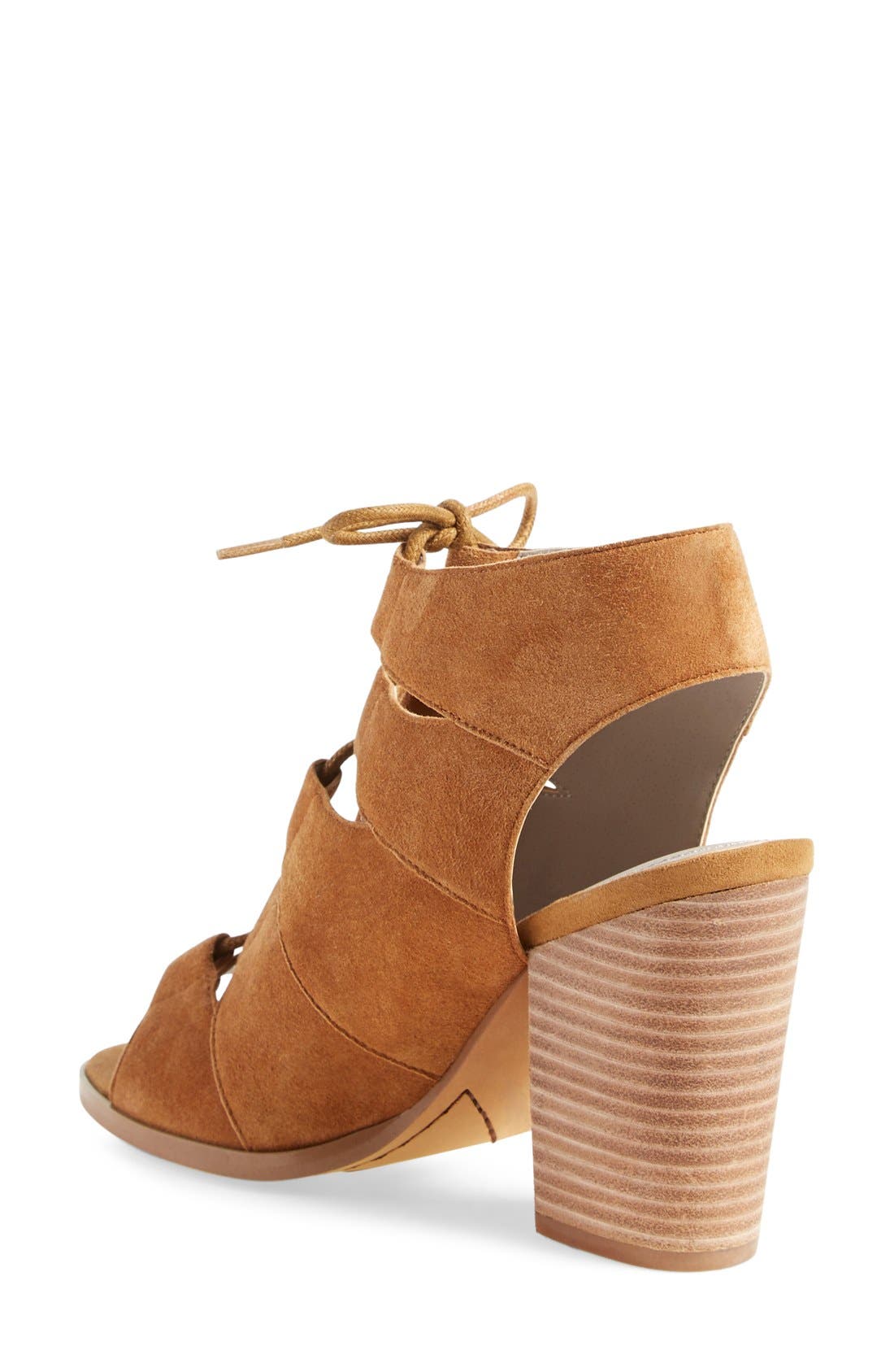'Drea' Peep Toe Leather Sandal, Alternate, color, COGNAC LEATHER