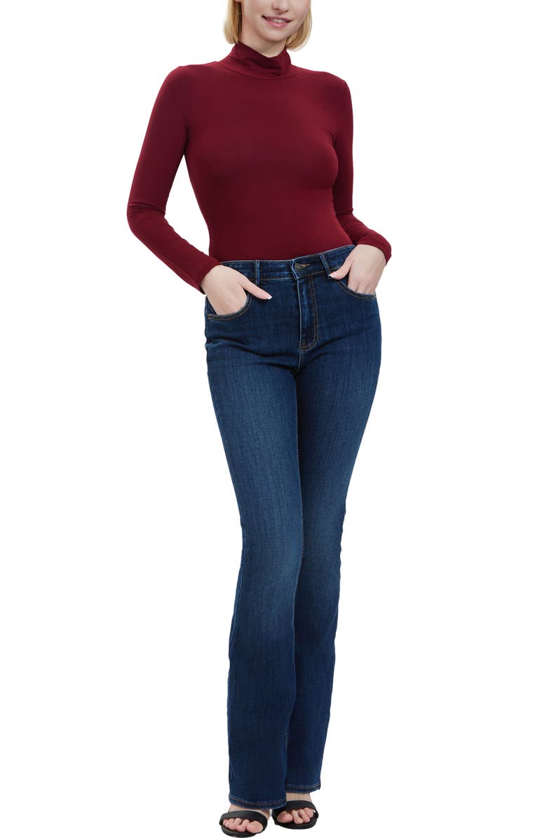 Kimi & Kai Turtleneck Long Sleeve Bodysuit, Alternate, color, Garnet