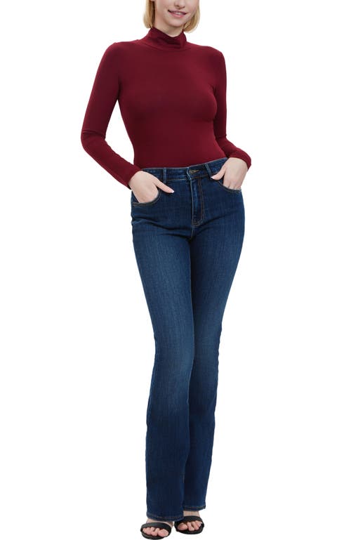 Kimi & Kai Turtleneck Long Sleeve Bodysuit In Burgundy