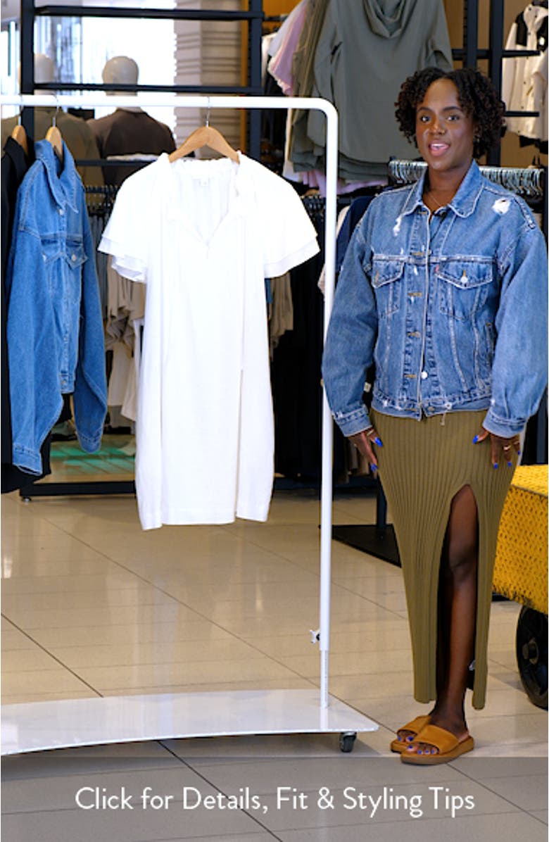 Flutter Sleeve Linen Blend Shift Minidress, sales video thumbnail