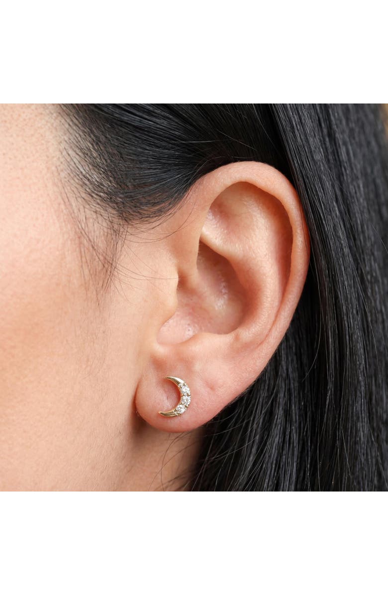 The Lovery Fine Jewelry Diamond Crescent Moon Screw Back Stud Earrings, Alternate, color, Yellow Gold