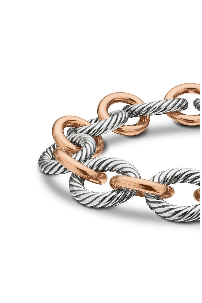 Large Oval Link Bracelet with 18K Rose Gold, Alternate, color, SILVER/ ROSE GOLD