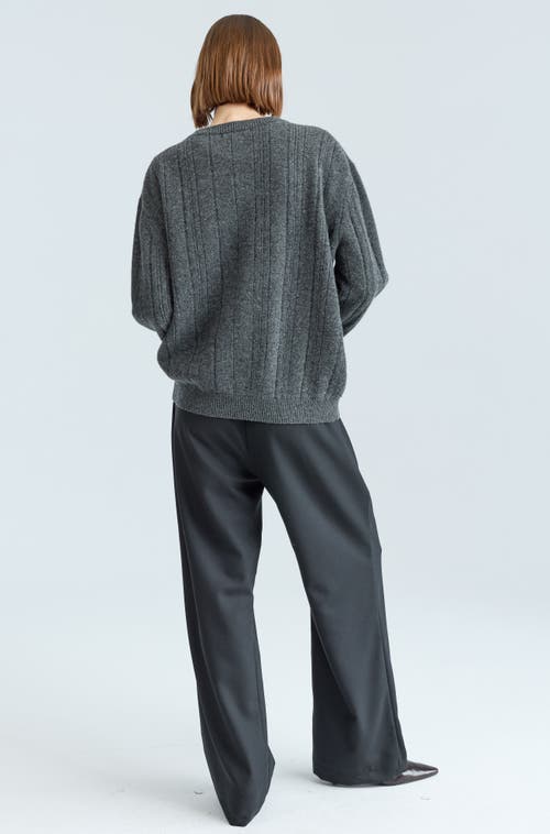 Almina Concept Ribbed Wool Crewneck Sweater In Gray
