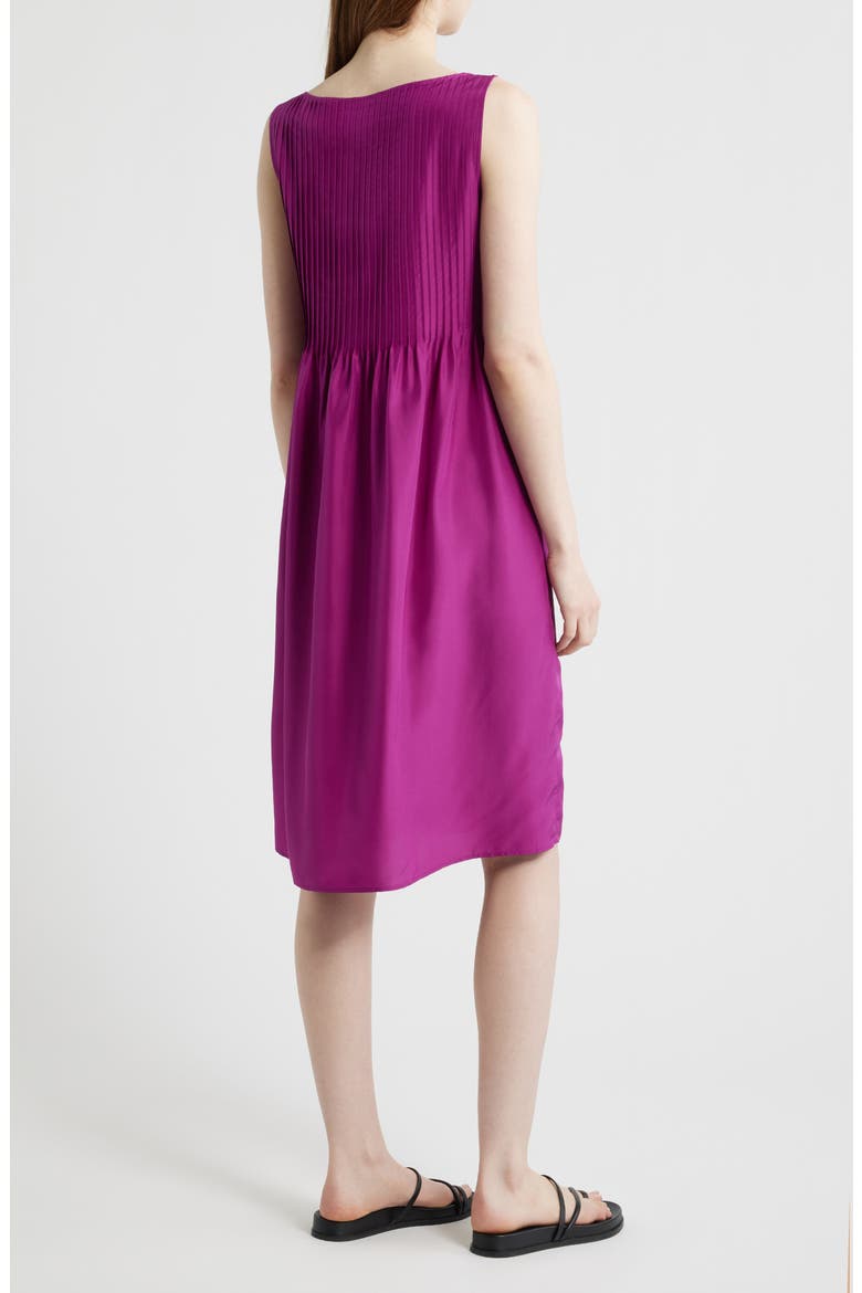 Pleated Silk Dress, Alternate, color, BERRY BLOOM