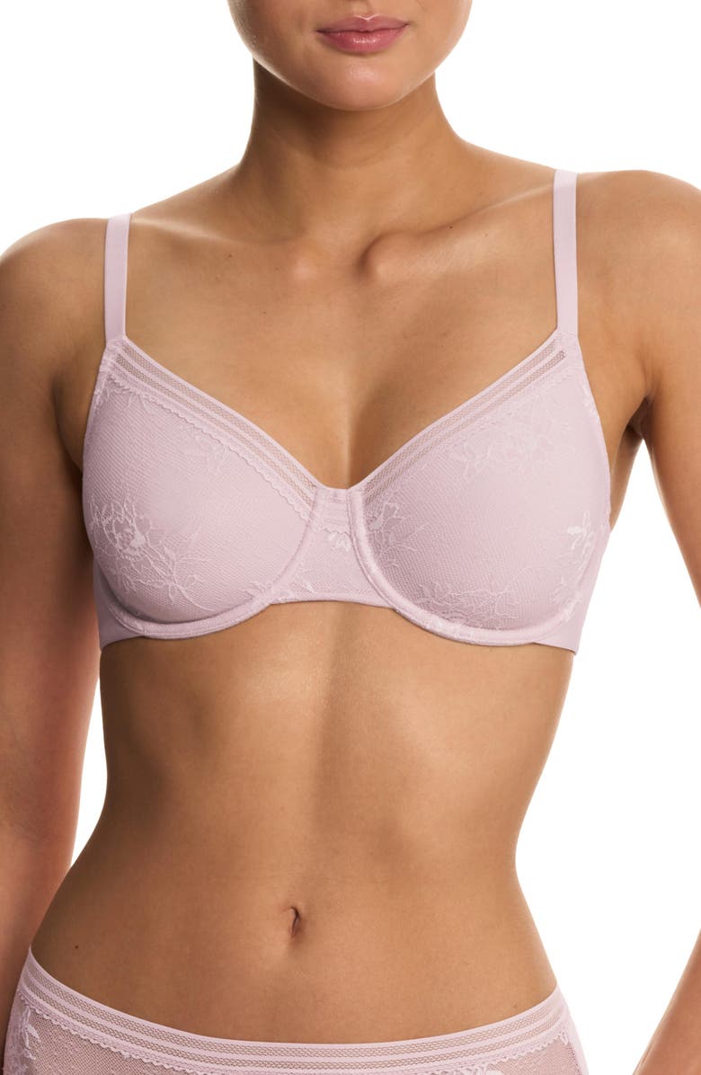 Natori Love Lace Back Smoothing Underwire T-Shirt Bra, Main, color, Pink Pearl/Warm White