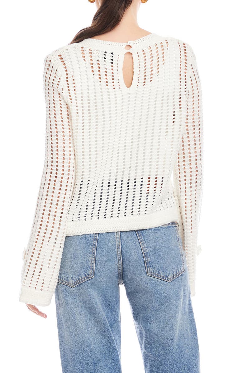FIFTEEN TWENTY Liv Open Stitch Cotton Blend Sweater, Alternate, color, Off White