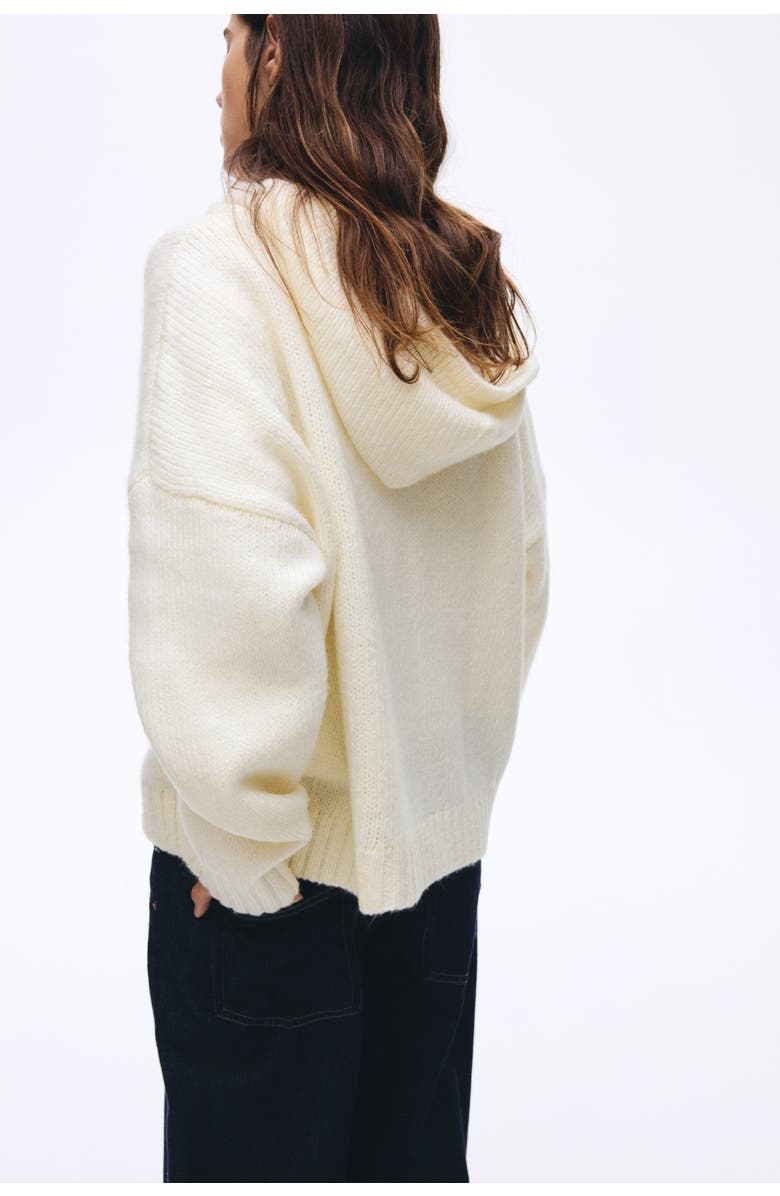 H&M Knitted Zip-through Hoodie, Alternate, color, Cream