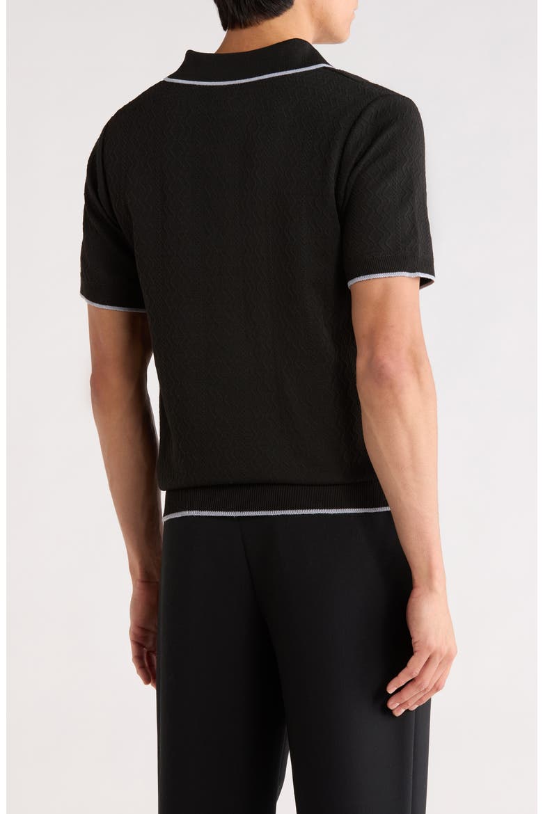 Johnny Collar Knit Polo Sweater, Alternate, color, BLACK