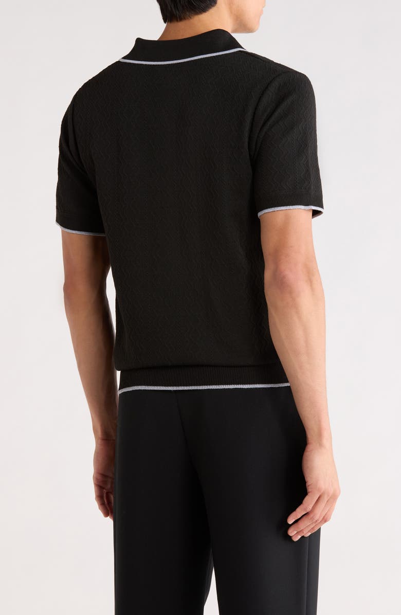 TOM BAINE Johnny Collar Knit Polo Sweater, Alternate, color, Black