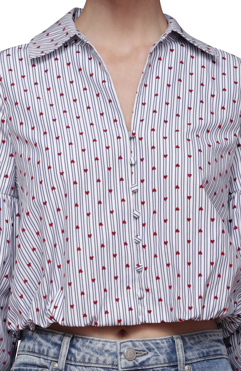 Avec Les Filles Bubble Crop Shirt, Alternate, color, Flocked Hearts