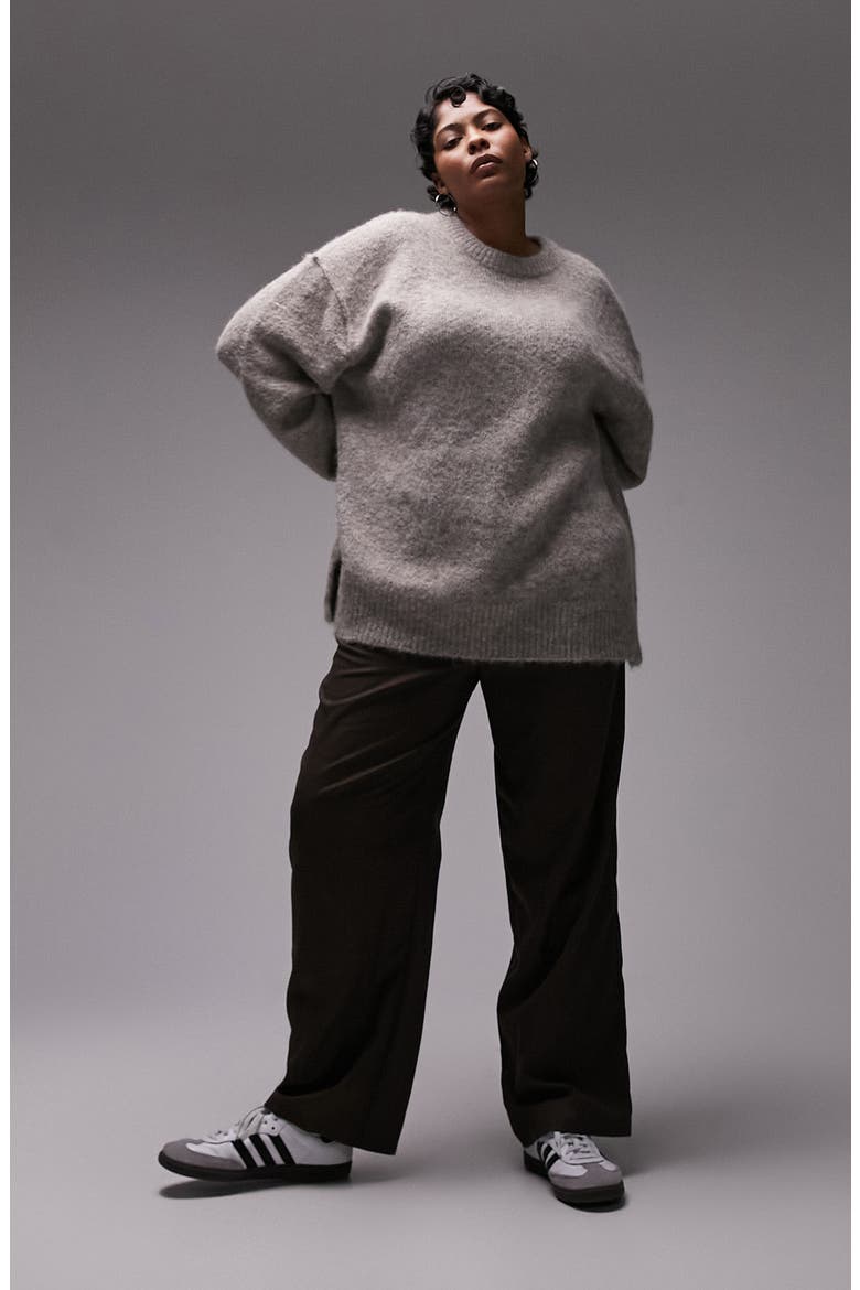 Curve Exposed Seam Sweater, Alternate, color, BROWN
