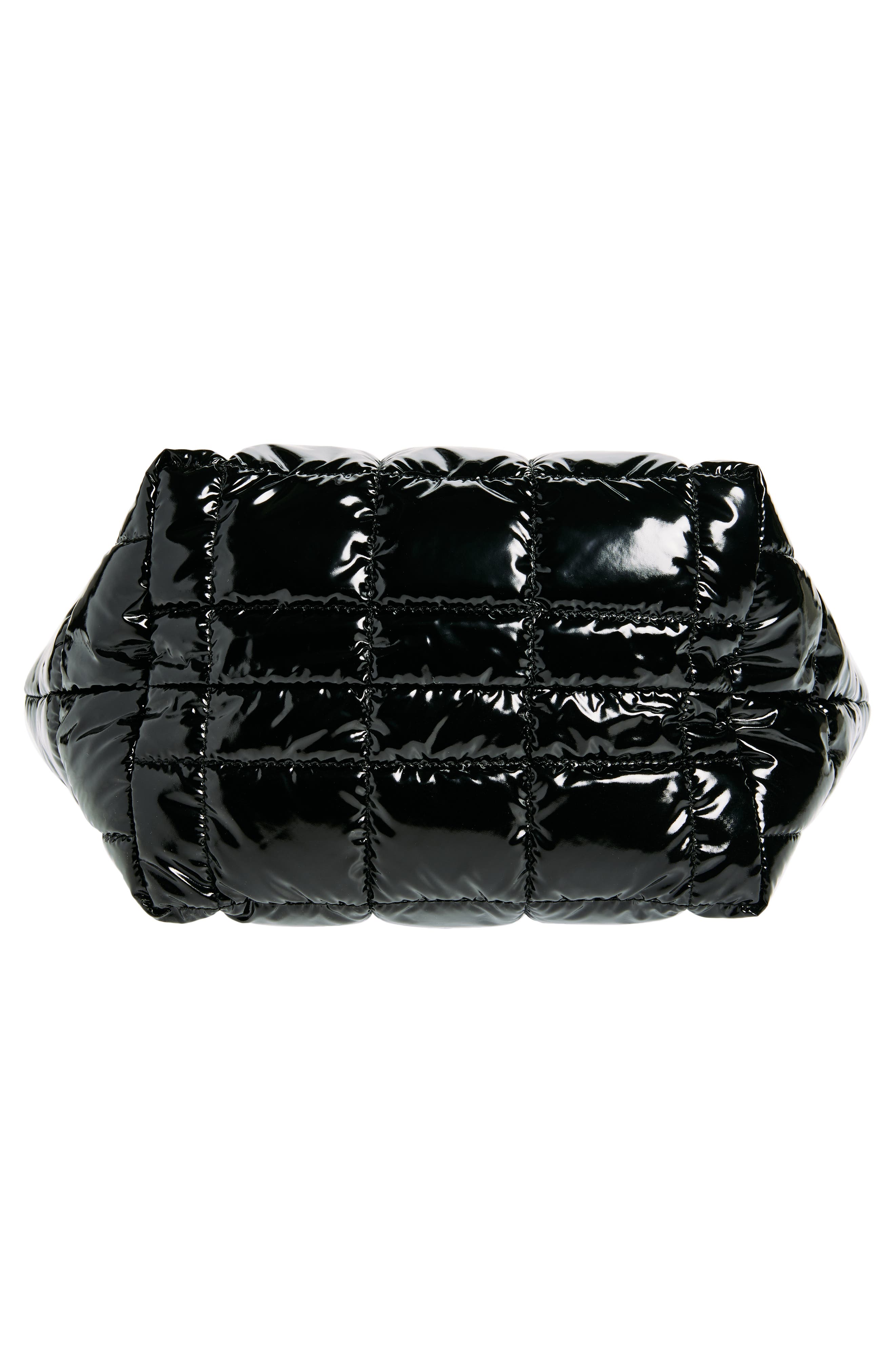 VeeCollective Small Porter Water Resistant Quilted Recycled Nylon Tote, Alternate, color, Black Vinyl