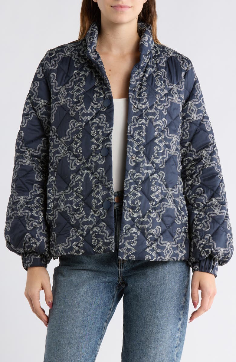 Hutch Griffith Diamond Quilted Jacket, Main, color, Navy/ Ivory Stitched Rodeo